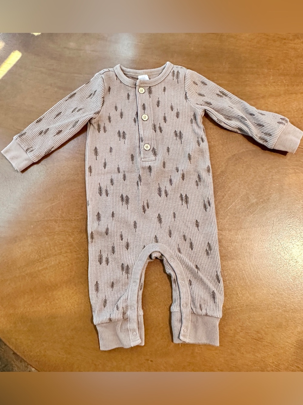 Neutral Taupe Ribbed Long-Sleeve Footie One-Piece for Kids